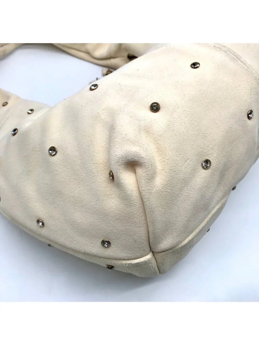 Sam Edelman Ivory Suede Faren Rhinestone Hobo Bag